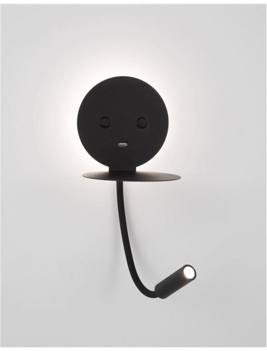 Aplica perete LED ajustabila neagra/alba Roni, cu suport telefon si USB, 9173282 - Novaluce [4]