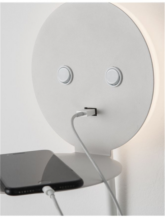 Aplica perete LED ajustabila neagra/alba Roni, cu suport telefon si USB, 9173282 - Novaluce [10]