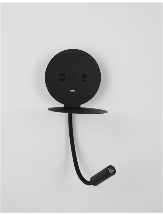 Aplica perete LED ajustabila neagra/alba Roni, cu suport telefon si USB, 9173282 - Novaluce [3]