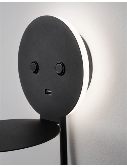 Aplica perete LED ajustabila neagra/alba Roni, cu suport telefon si USB, 9173282 - Novaluce [6]