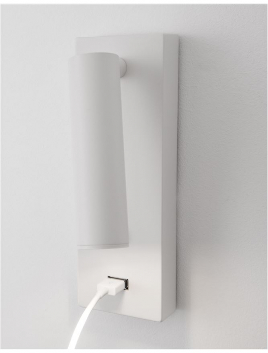Aplica perete LED ajustabila neagra/alba Trevi, din metal, cu port USB, 9170102 - Novaluce [14]