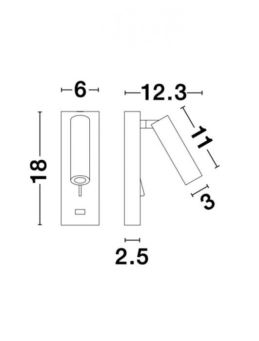 Aplica perete LED ajustabila neagra/alba Trevi, din metal, cu port USB, 9170102 - Novaluce [8]