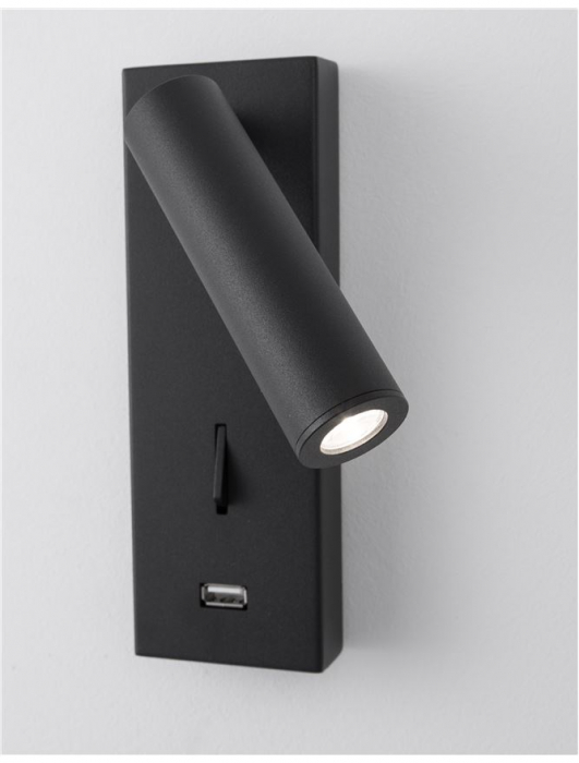 Aplica perete LED ajustabila neagra/alba Trevi, din metal, cu port USB, 9170102 - Novaluce [6]