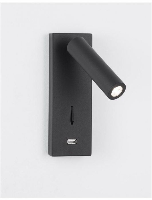 Aplica perete LED ajustabila neagra/alba Trevi, din metal, cu port USB, 9170102 - Novaluce [4]