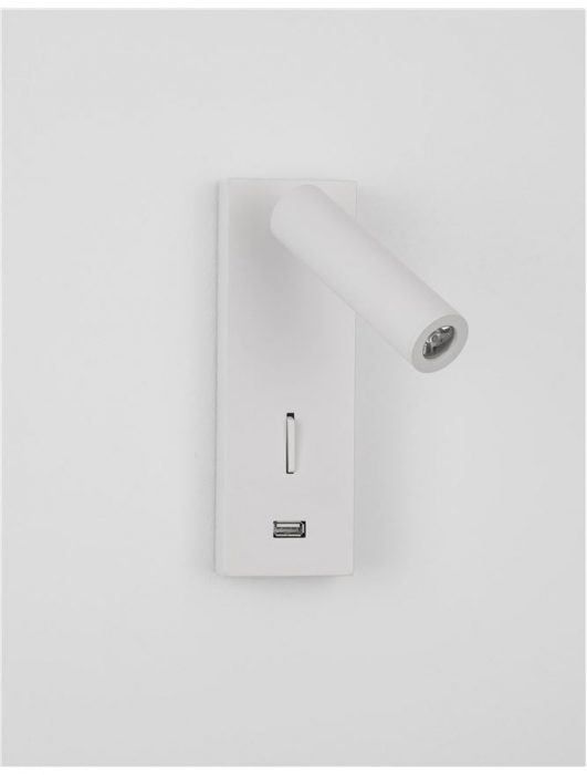 Aplica perete LED ajustabila neagra/alba Trevi, din metal, cu port USB, 9170102 - Novaluce [11]