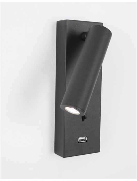 Aplica perete LED ajustabila neagra/alba Trevi, din metal, cu port USB, 9170102 - Novaluce [5]
