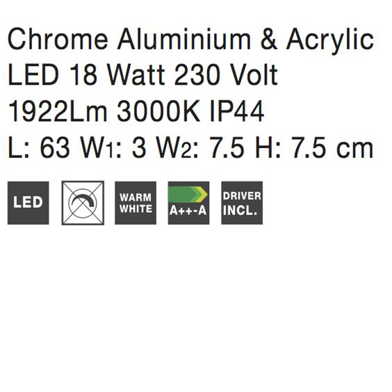 Aplica perete LED baie crom liniara Carl, 49/63 cm, din metal, IP44, 787005 - Novaluce [8]
