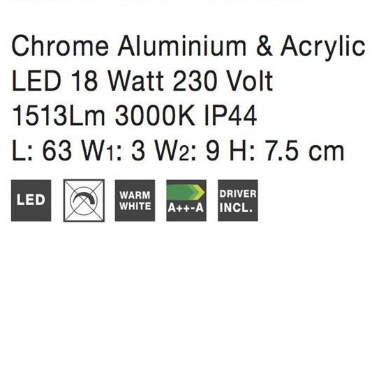 Aplica perete LED baie crom liniara Fanzi, 49/63 cm, din metal, IP44, 787002 - Novaluce [4]