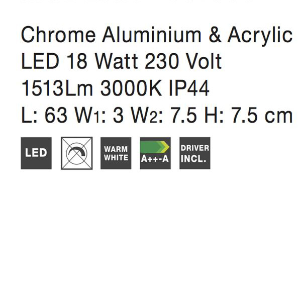 Aplica perete LED baie crom liniara Fanzi, 49/63 cm, din metal, IP44, 787004 - Novaluce [4]