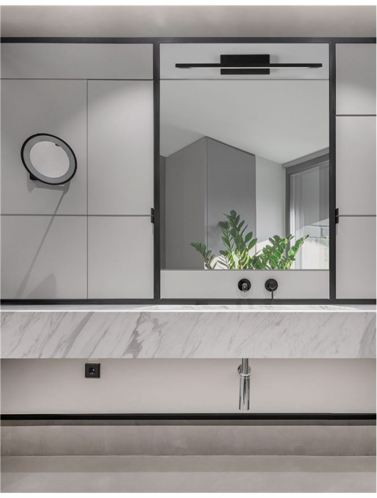 Aplica perete LED baie neagra/alba liniara Gita, 41,5/62 cm, din metal, IP44, 9053121 - Novaluce [8]