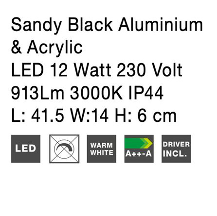 Aplica perete LED baie neagra/alba liniara Gita, 41,5/62 cm, din metal, IP44, 9053122 - Novaluce [11]