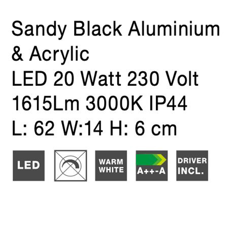 Aplica perete LED baie neagra/alba liniara Gita, 41,5/62 cm, din metal, IP44, 9053122 - Novaluce [20]