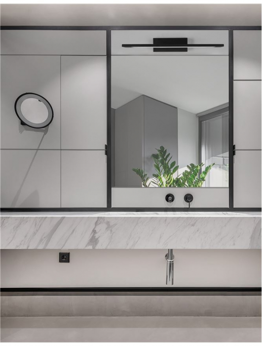 Aplica perete LED baie neagra/alba liniara Gita, 41,5/62 cm, din metal, IP44, 9053122 - Novaluce [2]