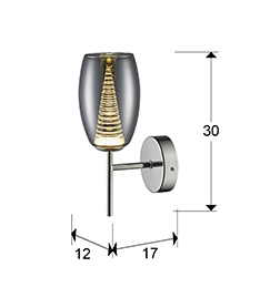 Aplica perete LED crom Loupi 30 cm abajur sticla, 584659 - Schuller [4]