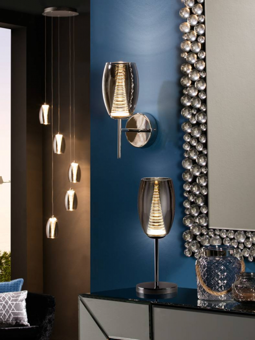 Aplica perete LED crom Loupi 30 cm abajur sticla, 584659 - Schuller [3]