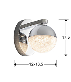 Aplica perete LED glob crom Dalos Ø12/20 cm, design modern, 793168 - Schuller [3]