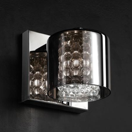 Aplica perete LED Leira, abajur dublu sticla, interior margele cristal, baza metal, 494745 - Schuller [2]