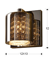 Aplica perete LED Leira, abajur dublu sticla, interior margele cristal, baza metal, 494745 - Schuller [3]