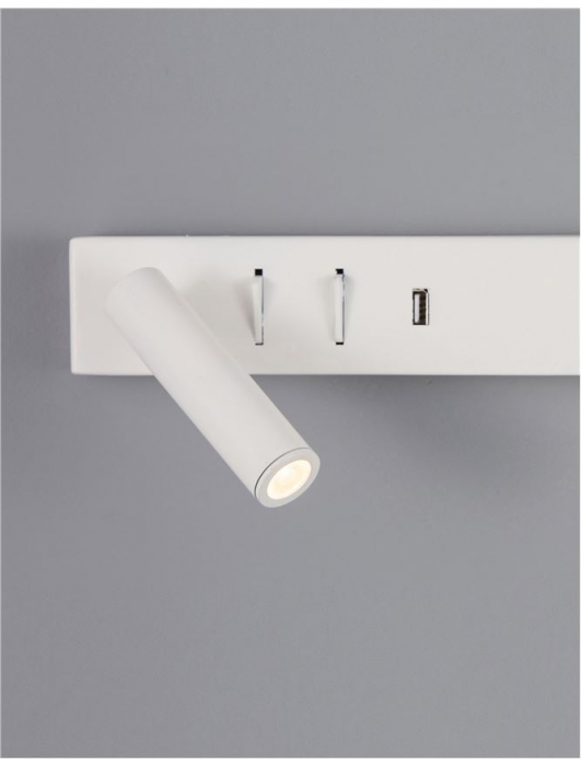 Aplica perete LED liniara neagra/alba Norbi, cu cititor stanga/dreapta ajustabil, din metal, cu port USB, 9533521 - Novaluce [24]