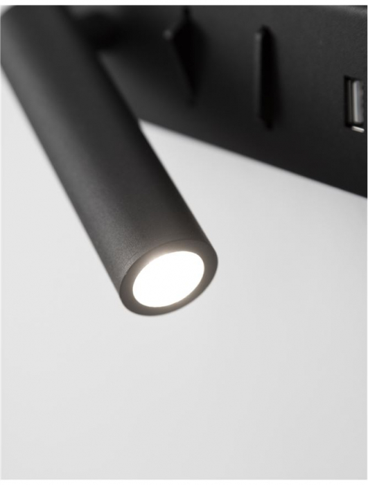 Aplica perete LED liniara neagra/alba Norbi, cu cititor stanga/dreapta ajustabil, din metal, cu port USB, 9533521 - Novaluce [13]