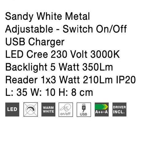Aplica perete LED liniara neagra/alba Norbi, cu cititor stanga/dreapta ajustabil, din metal, cu port USB, 9533521 - Novaluce [21]