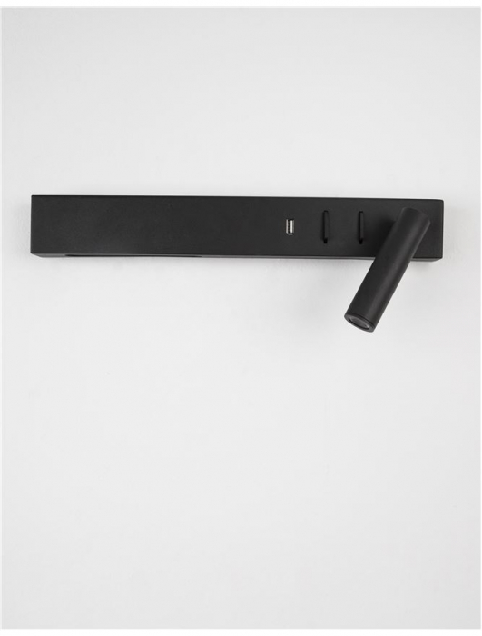 Aplica perete LED liniara neagra/alba Norbi, cu cititor stanga/dreapta ajustabil, din metal, cu port USB, 9533521 - Novaluce [3]