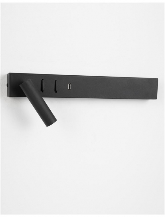 Aplica perete LED liniara neagra/alba Norbi, cu cititor stanga/dreapta ajustabil, din metal, cu port USB, 9533521 - Novaluce [11]