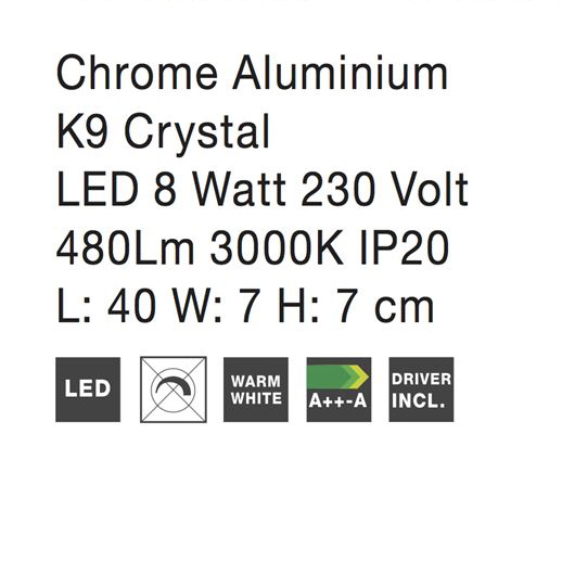 Aplica perete LED lux liniara Lisana, din sticla transparenta, 40 cm, 83399202 - Novaluce [4]