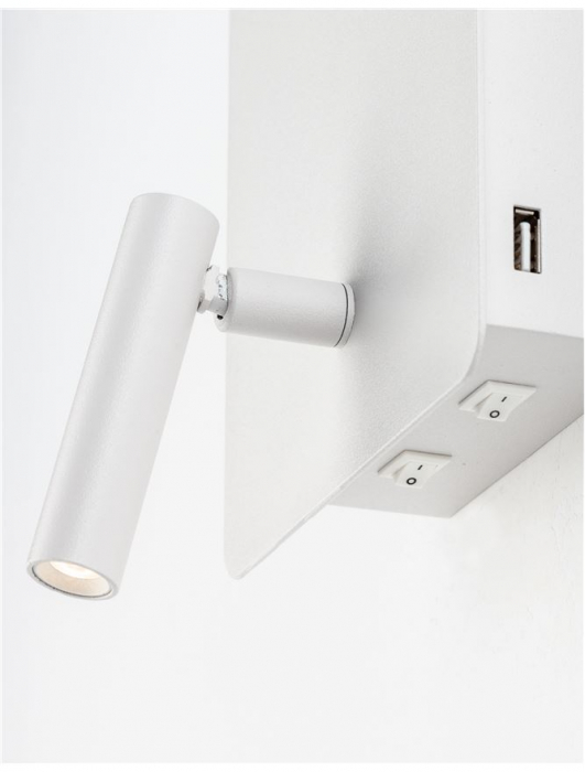 Aplica perete LED neagra/alba Lazar, cu cititor ajustabil, din metal, cu port USB, 9018501 - Novaluce [4]