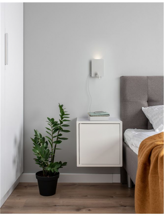 Aplica perete LED neagra/alba Lazar, cu cititor ajustabil, din metal, cu port USB, 9018501 - Novaluce [2]