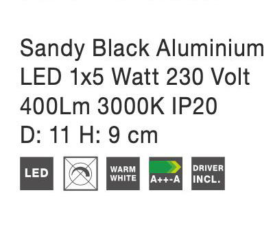 Aplica perete LED neagra/alba Tomin cu spot rotativ si ajustabil, 9105101 - Novaluce [5]