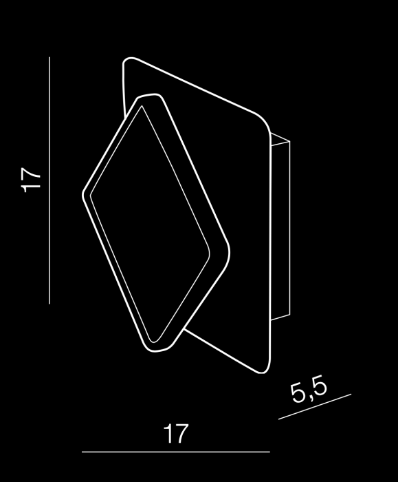 Aplica perete LED patrata neagra/alba Greta 17x17 cm, design modern, AZ 3357 - Azzardo [4]