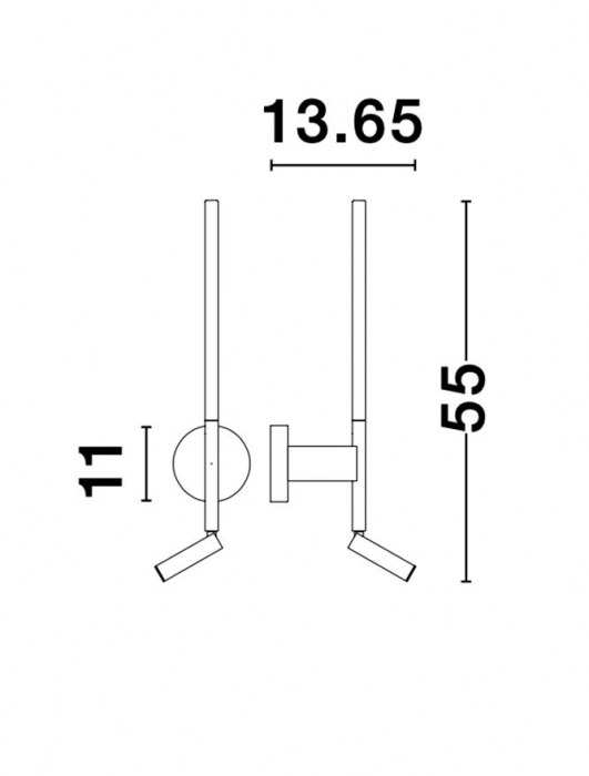 Aplica perete LED premium neagra/alba Stick rotativa, din metal, 55 cm, cu cititor, 9182812 - Novaluce [9]