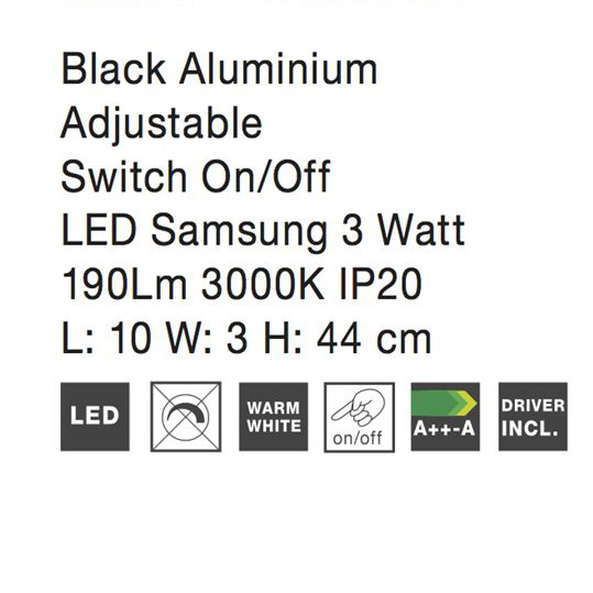 Aplica perete LED premium negru/alba Beka, din metal, ajustabila, 8140322 - Novaluce [4]