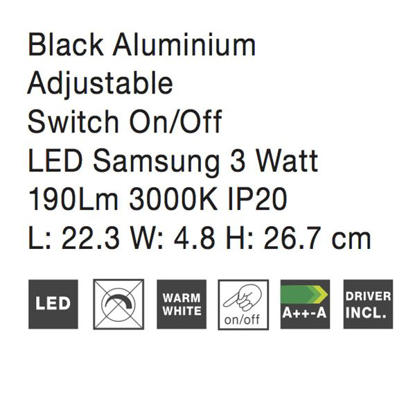 Aplica perete LED premium negru/alba Vlasi, din metal, ajustabila, 8126582 - Novaluce [4]
