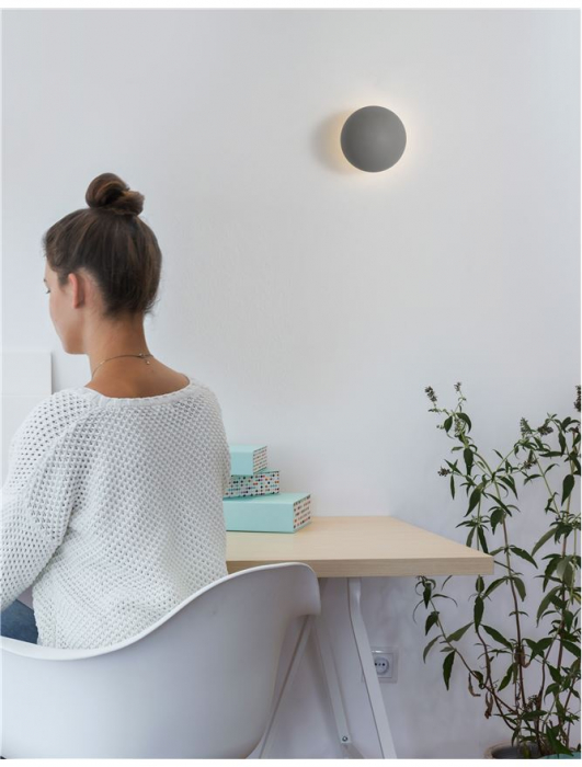 Aplica perete LED rotunda gri/alba beton Chiro Ø 11 cm, 9831050 - Novaluce [8]