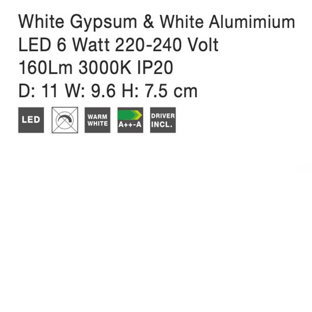 Aplica perete LED rotunda gri/alba beton Chiro Ø 11 cm, 9831050 - Novaluce [4]