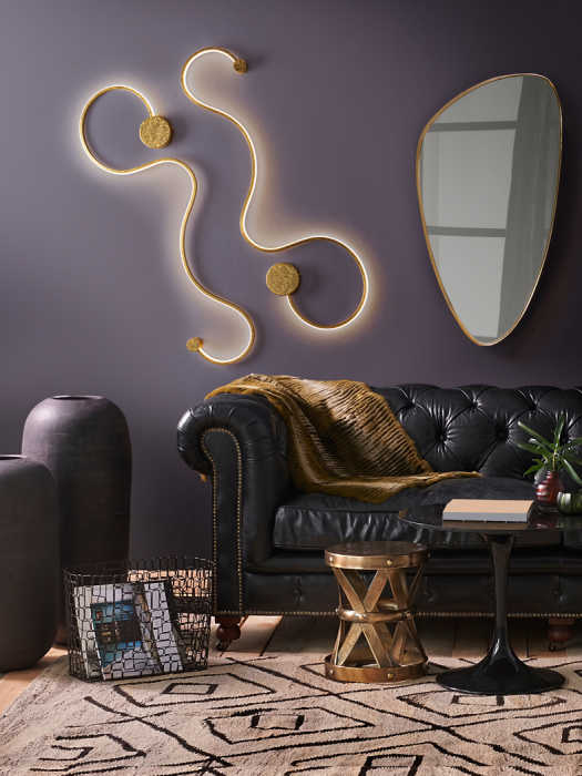 Aplica perete LED stil minimalist Tyriq 94x28 cm neagra/aurie/alba, metal, 227032 - Schuller [2]