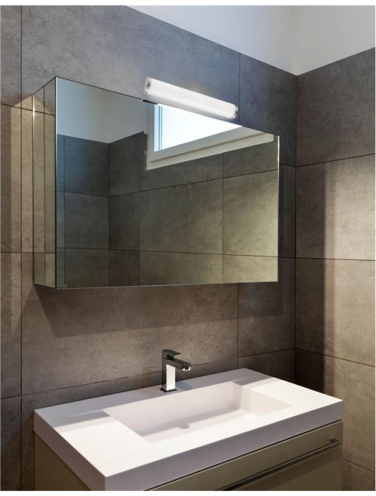 Aplica perete liniara baie alba Cali, 33/50 cm, din sticla, baza metal, IP44, 602202 - Novaluce [2]