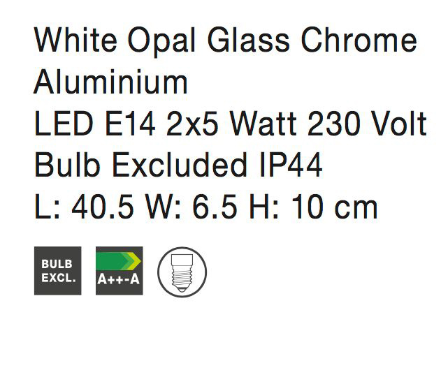 Aplica perete liniara baie alba Cali, din sticla, baza metal, IP44, 41619202 - Novaluce [4]