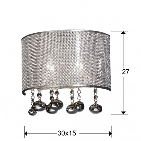 Aplica perete lux crom Siva 30 cm, plasa metal si cristale, 174631 - Schuller [2]