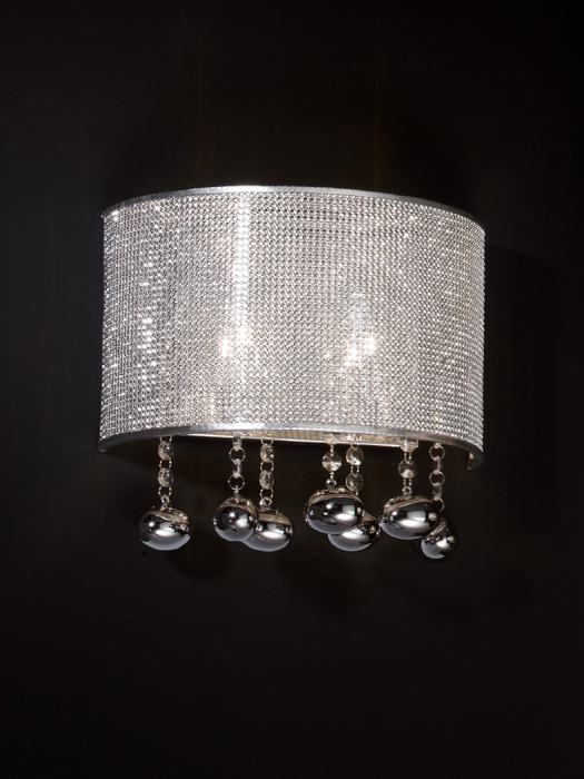 Aplica perete lux crom Siva 30 cm, plasa metal si cristale, 174631 - Schuller [3]