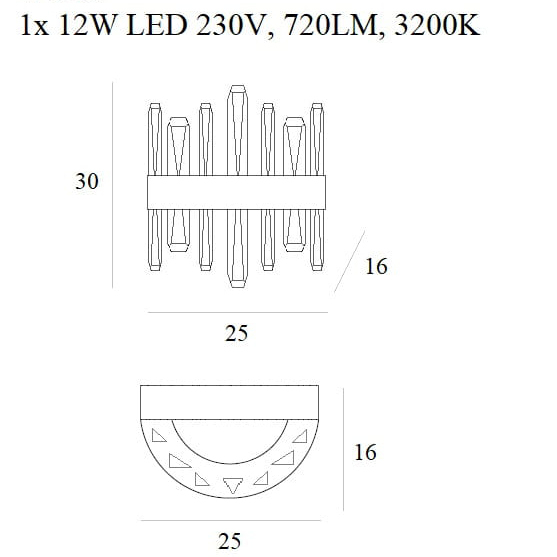 Aplica perete lux iluminare LED Ermes 25x16x30 cm metal/sticla, W0287 - Maxlight [3]