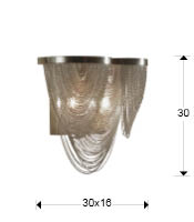 Aplica perete lux Naja 30x30 cm design modern nichel lanturi suspendate, 872712 - Schuller [2]