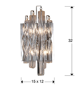 Aplica perete lux Samia 32 cm, spirale cristal transparent, baza metal, 711324 - Schuller [2]