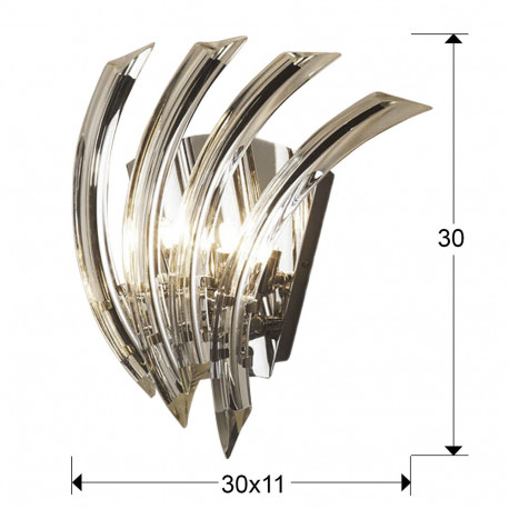 Aplica perete lux transparenta Anne 30 cm, tije curbate din sticlă, 711021 - Schuller [2]