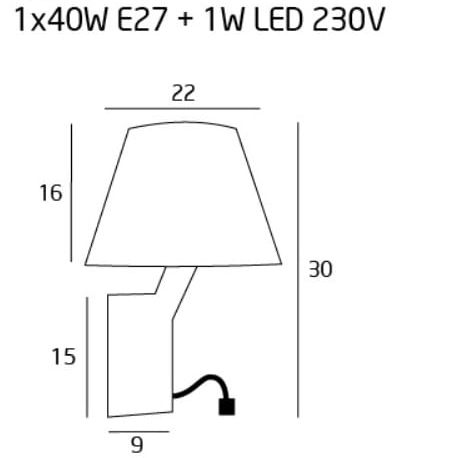 Aplica perete neagra abajur textil Loki Ø 22x30 cm, cititor LED, baza metal crom, 5103WA/BLNM - Maxlight [3]