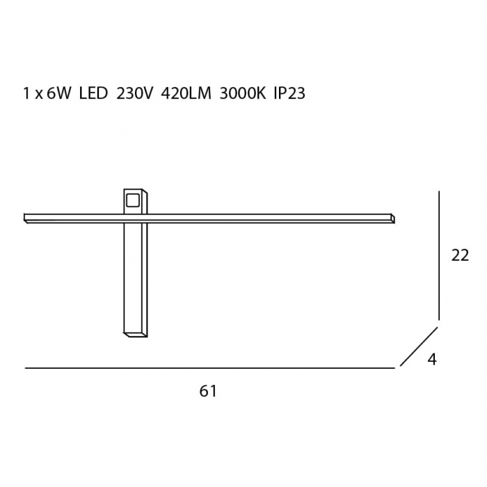 Aplica perete neagra/alba LED dimabil Liselo 61x4x22 cm metal/acril, W0281 - Maxlight [2]