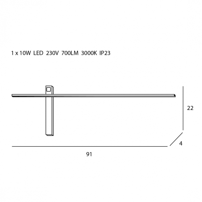 Aplica perete neagra/alba LED dimabil Liselo 91x4x22 cm metal/acril, W0284 - Maxlight [2]