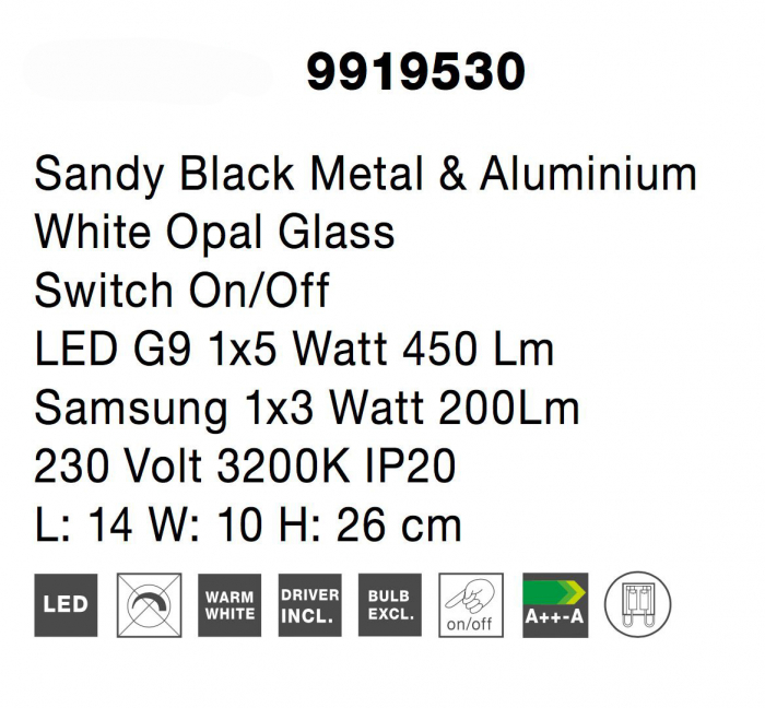 Aplica perete neagra cu glob alb Esila 26 cm ajustabila cu intrerupator, iluminare LED, sticla/metal, 9919530 - Novaluce [7]